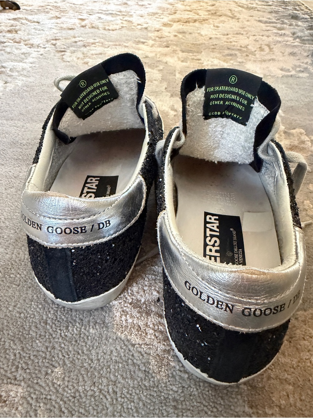 Golden Goose Black Suede Sneakers with Silver Star and Gray Laces - Picture 8 of 8